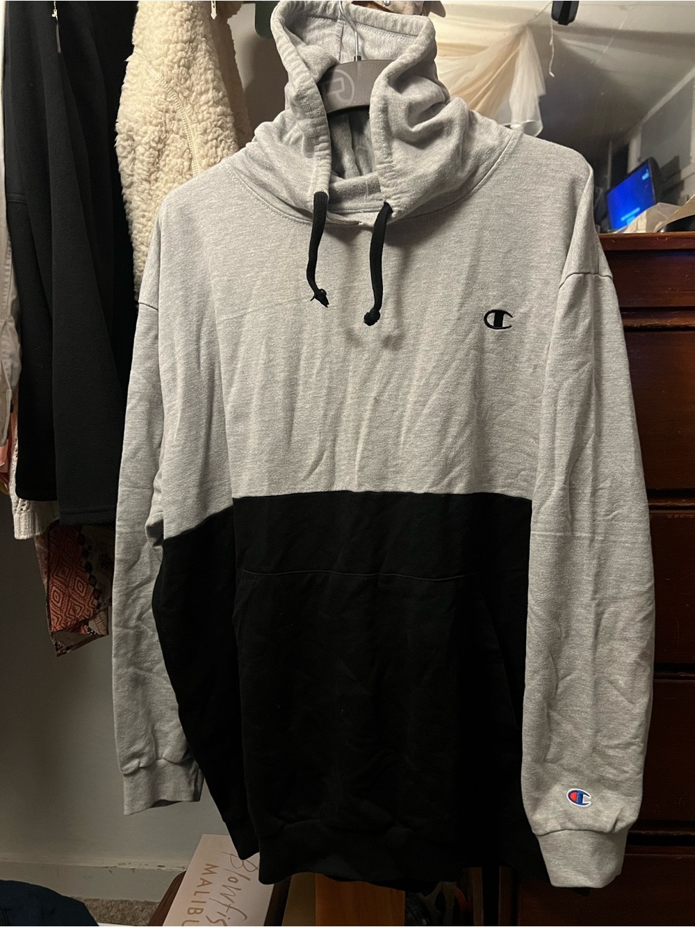 Champion Two-Tone Gray and Black Pullover Hoodie
